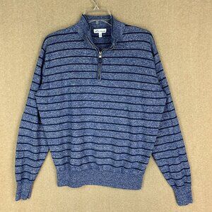 Peter Millar Crown Cool Quarter Zip Sweater M Blue Wool Linen Blend Pullover 1/4